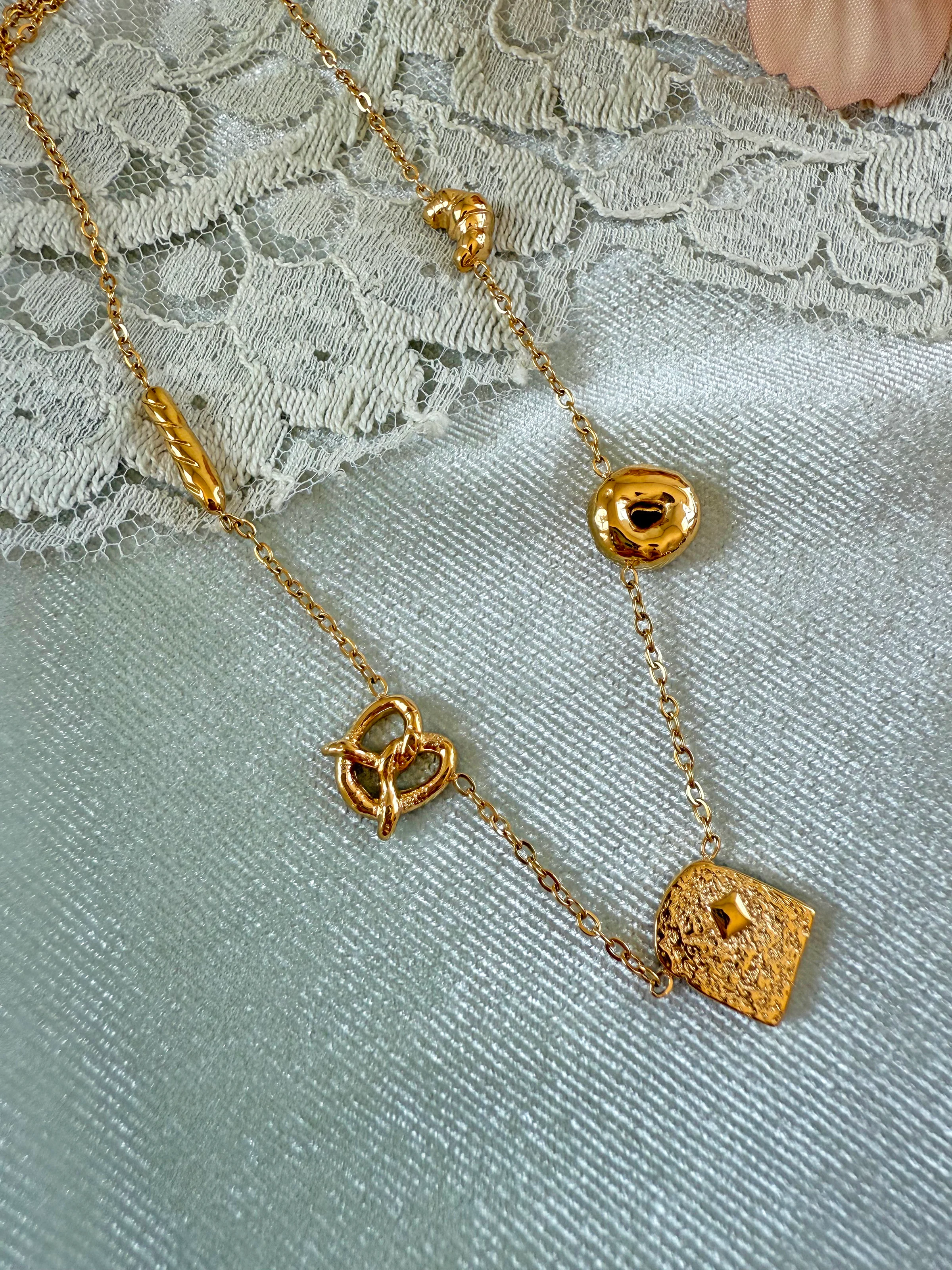 Bread Charm Necklace- Gold - Image 8