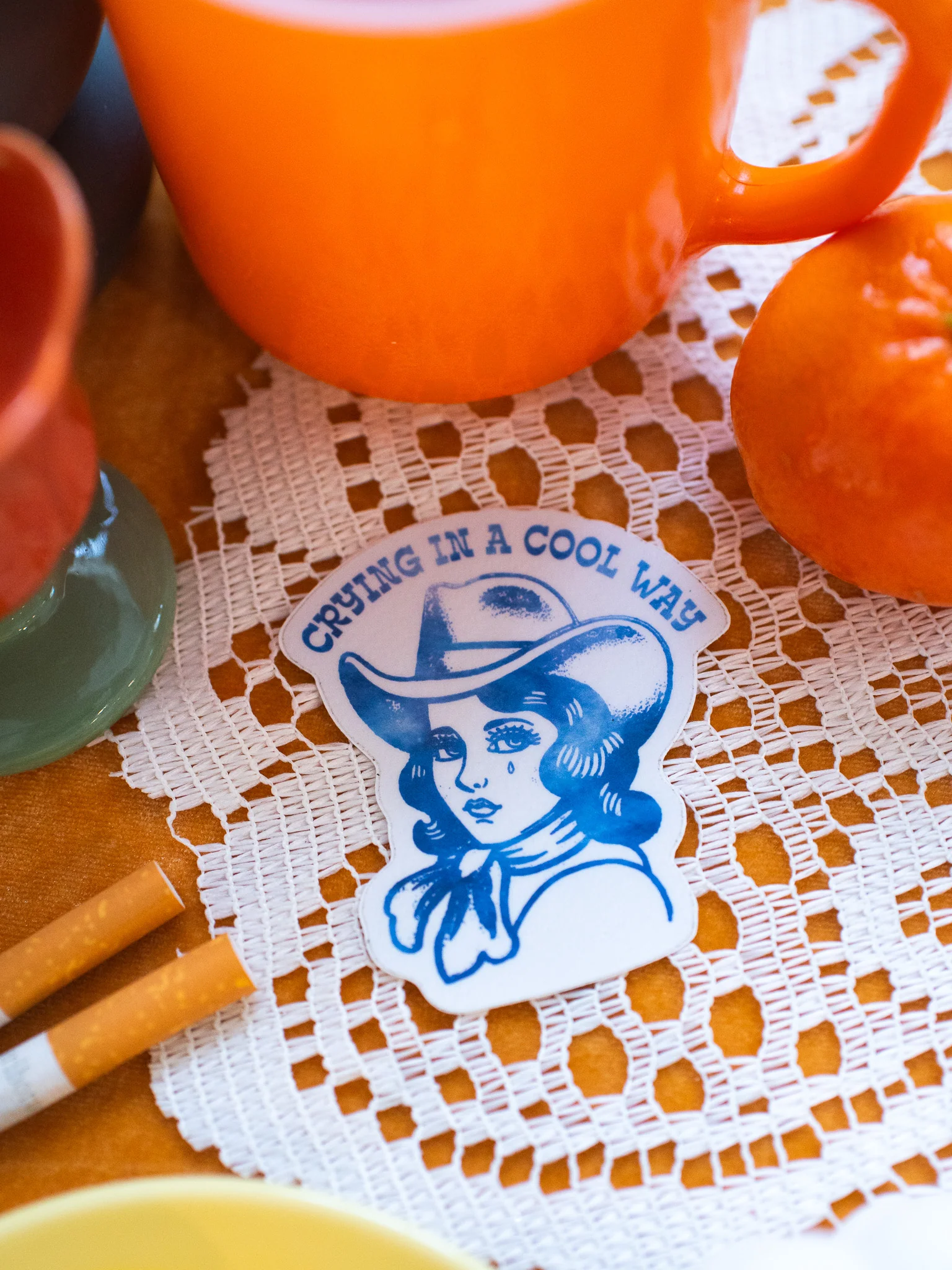 Crying in a Cool Way Cowgirl Sticker