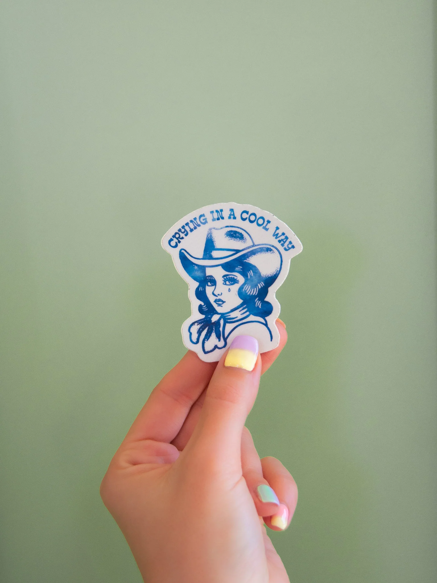Crying in a Cool Way Cowgirl Sticker - Image 4