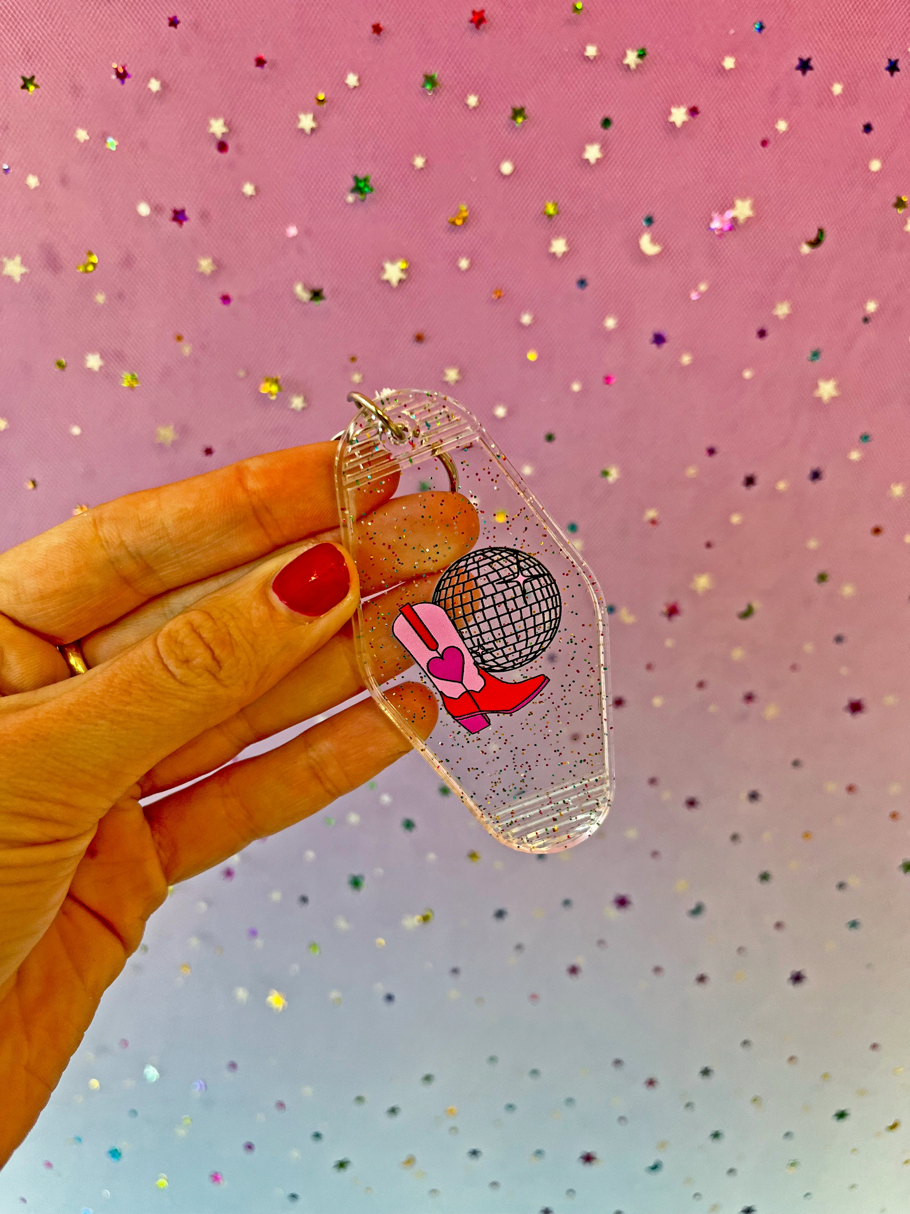 Disco Cowgirl Motel Keychain
