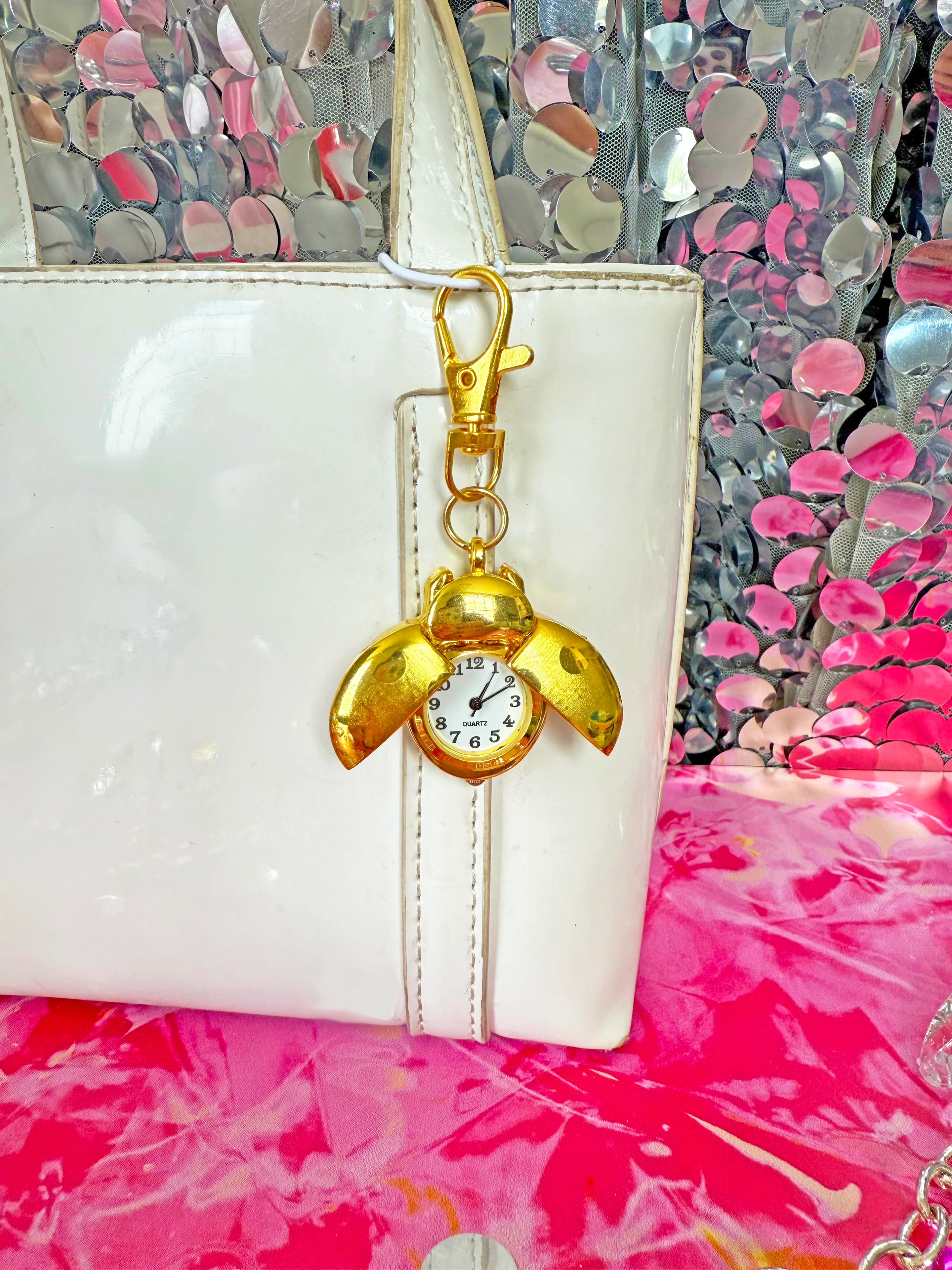 Ladybug Watch Keychain- Gold - Image 3