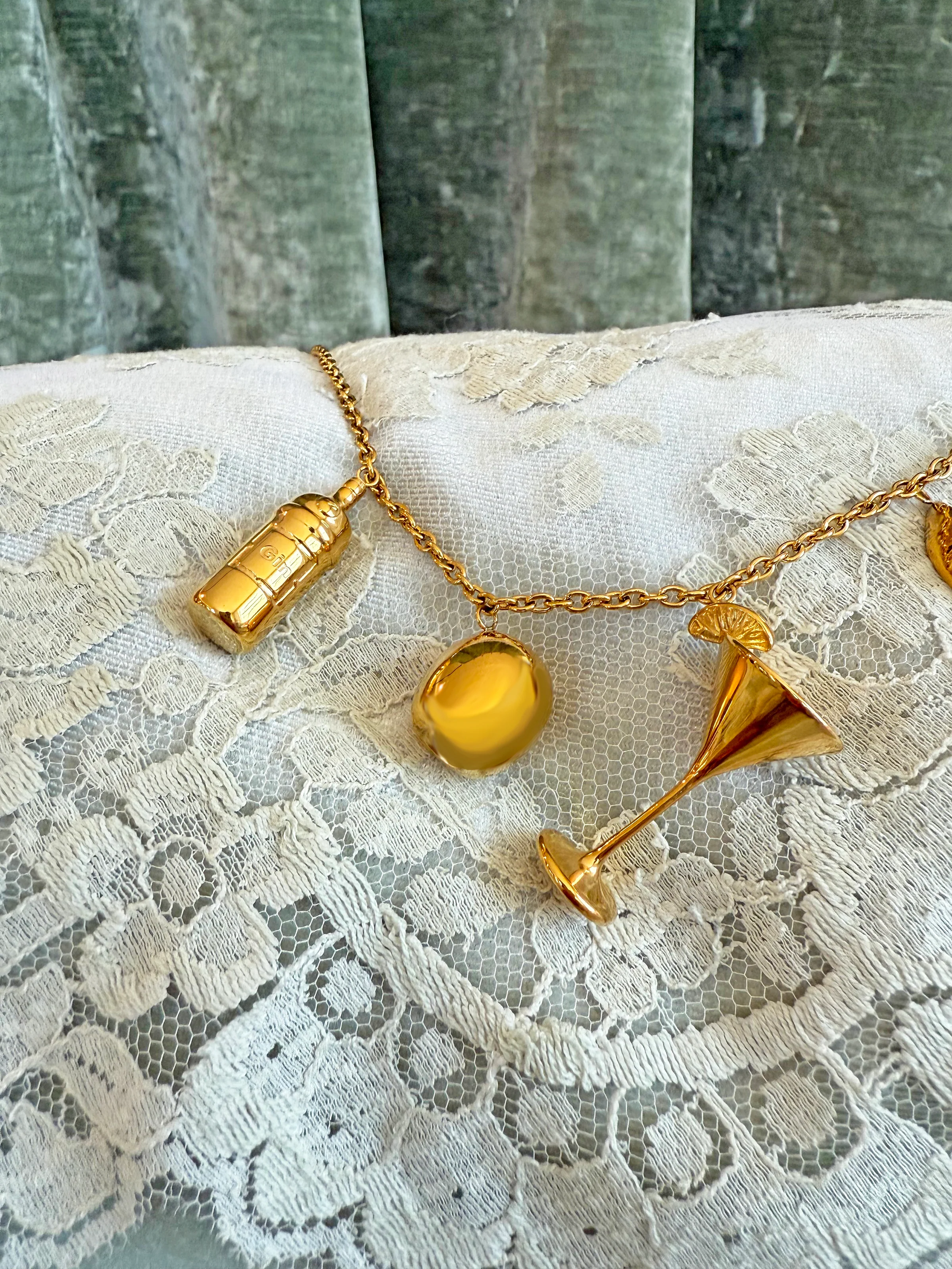 Martini Charm Necklace- Gold - Image 8