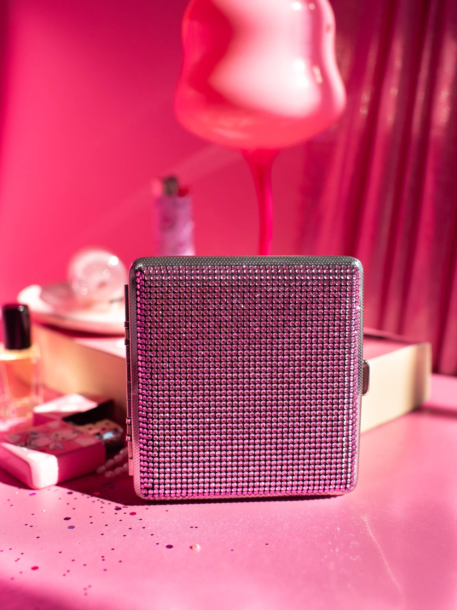 Rhinestone Cig Case- Pink - Image 6