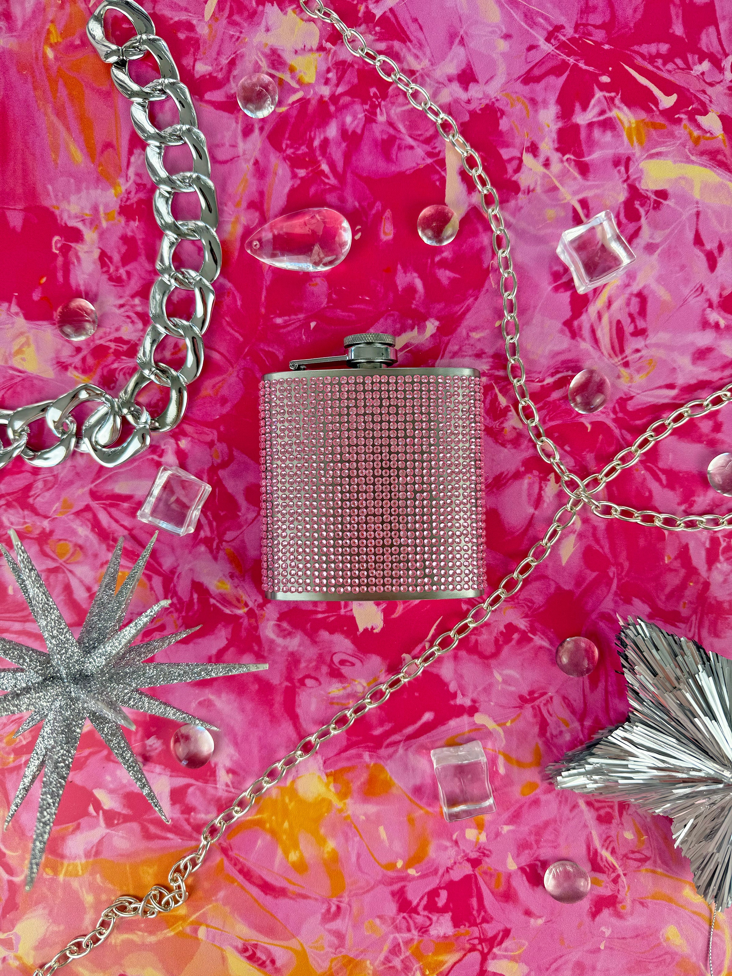 Rhinestone Flask- Pink - Image 3