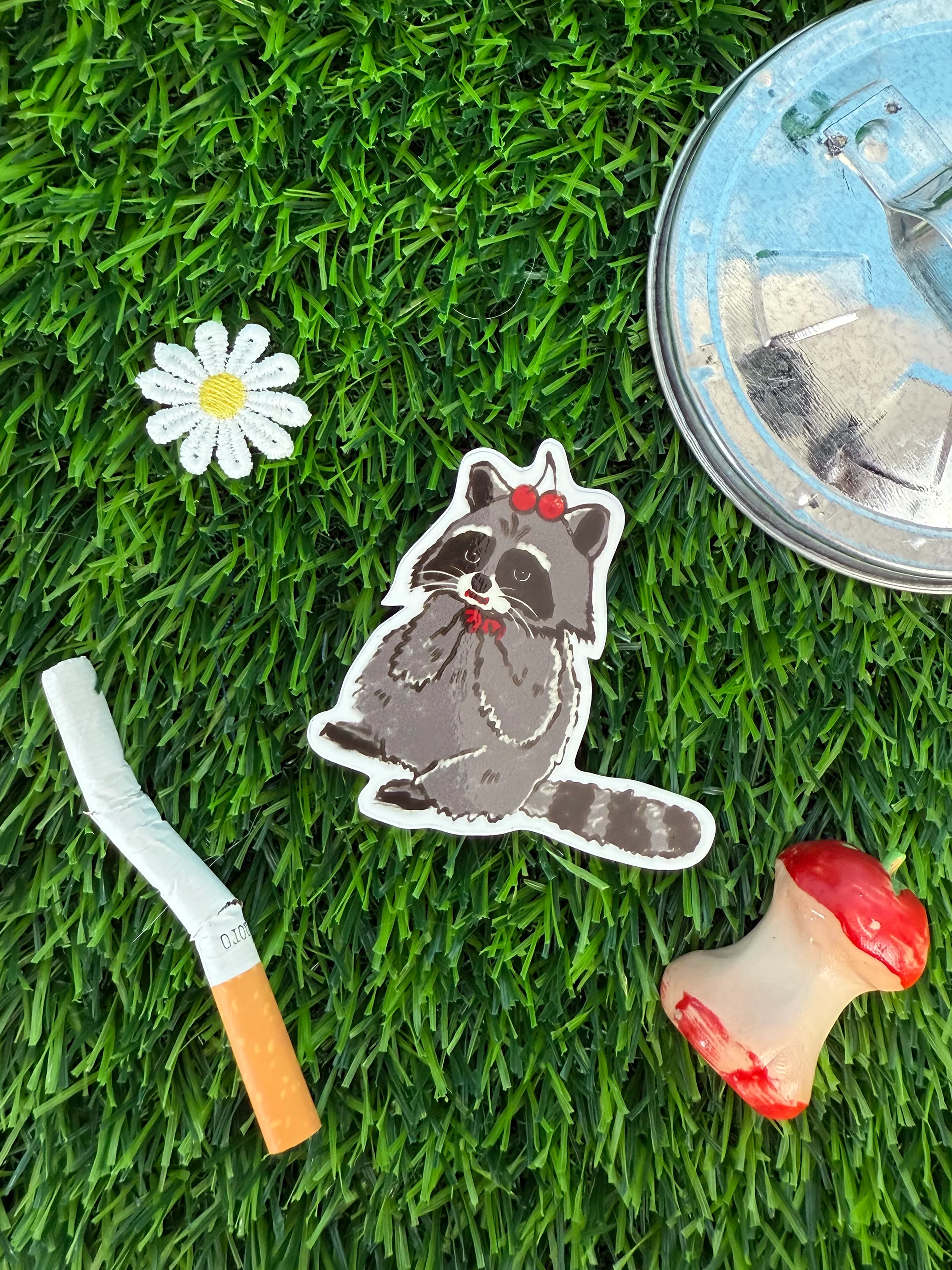 Snacking Raccoon Sticker - Image 3